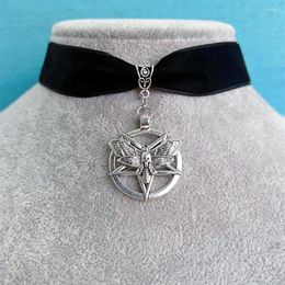 Pendant Necklaces NCEE Gothic Pentagram Moth Choker Velvet Necklace For Women Fashion Pagan Witchcraft Jewellery Girls Creative