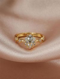 Wedding Rings Cute Girl White Crystal Stone Jewelry Charm Zircon Gold Thin For Women Vintage Bride Snowflake Engagement Ring2753448