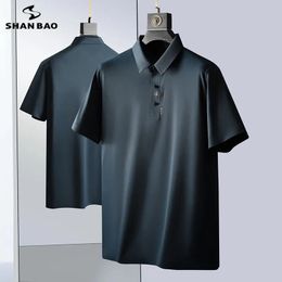Men's Polos XL-7XL Plus Size POLO Shirt Summer High Elastic Silky Smooth Men's Business Casual Formal Short Sleeve Quick Dry Loose POLO 231212
