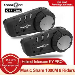 Motorcycle Intercom Freedconn KY Pro Motorcycle Intercom Bluetooth Helmet Headset BT 5.0 headphones 6 Riders 1000M Moto Group Waterproof InterphoneL231153