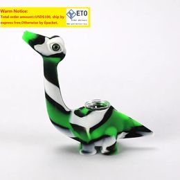 Colourful Food Grade Silicone Smoking Funny dragon pattern Silicone Tobacco pipe unique crystal pipe 420 bho ZZ