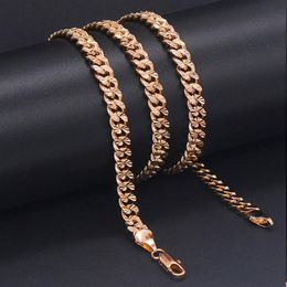 Chains Anietna 7 5mm 60cm Curb Hip Hop Necklace For Men Cool 585 Rose Gold Colour Choker Link Jewellery Gift Party Collar Hombre282L