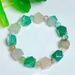 Bangle Natural Green Flower Agate Octagon Bracelet Healing Fashion Reiki Crystal Man Woman Fengshui Gemstone Jewelry 1PCS 11MM