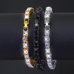 5mm Hip Hop Tennis Chain Bracelets Bling Gold Plated Men Women Party Jewelry Gift294T