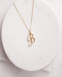 Silver Small Swirl Initial Alphabet Capital Letter Necklace All 26 English AT Cursive Luxury Monogram Name Word Text Character Pe2707649