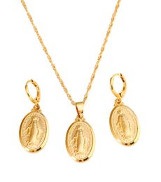 24K Gold Plated Catholic Jewellery Mother Cameo Design Virgin Mary Pendant Necklace Jewelry7320535