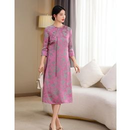 Ethnic Clothing Highend Spring Summer Women Dress Retro Elegant Jacquard Weave Aline Lady Party Hanfu Tea Clothes SXXL 231212