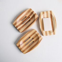 Natural Bamboo Soap Dishes Bar Soap Storage Box Shower Natural Wood Soap Dishes Tray for Bathroom Q829