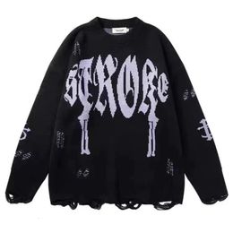 Mens Sweaters American Retro Gothic Print Pullover Y2K Street Leisure Trend Joker Sweater Couple Fashion Loose 231212