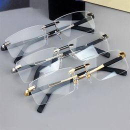 luxury design b34m9 business men rectangular rimless glasses frame titanium metal square 5716140 for prescription glasses fullset 233i