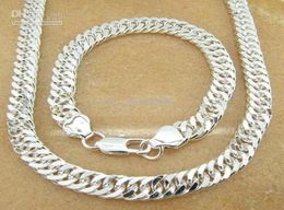 925 silver christmas gift 925 silver set men Bracelets 925 silver chain necklace 10 MM Men Necklace bracelet SETJewelry set mens 4463673