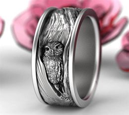 Vintage 925 Sterling Silver Tree Wood Owl Ring Anniversary Gift Engagement Wedding Jewelry Rings size 6 132585282