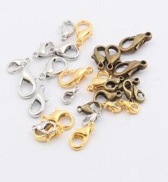 MIC New 10mm 12mm 14mm 16mm 18mm SilverGoldBronze Plated Alloy Lobster Clasps Clasps2660447