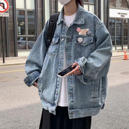 Mens Jackets Autumn vintage denim jacket mens Korean fashion street clothing denim jacket mens denim jacket mens denim lapel jacket cotton bomber jacket 231213