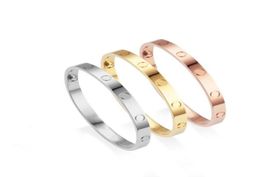 316L Titanium steel Classic Bangles Bracelets For Lover Fashion Wristband Wedding Bangle Rose Gold Thanksgiving Day screw Bracelet2674945