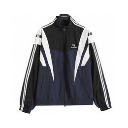 Mens Jacket Balancigss Coat 2023 Chaopai Paris New Runway Style Standard Double b Embroidery Indigo Patchwork Sportswear 7ev7