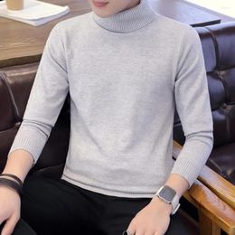Men's Sweaters Comfortable Men High Collar Top Turtleneck Sweater Winter Warm Knitted Pullover Jumper With Fleece Lining Solid For Autumn
