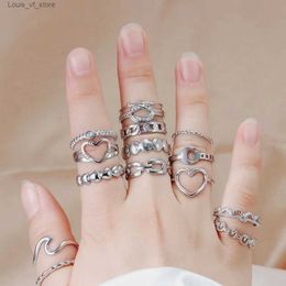 Band Rings Vintage LOVE Heart Adjustable Opening Rings Punk Hip Pop Moon Spanner Finger Ring Women Girls Party Retro Fashion Jewelry Gift T231213