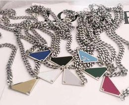 2021 Fashion Punk Style Street inverted triangle letter Chokers necklace men and women cold wind hip hop silver clavicle chain net5416165
