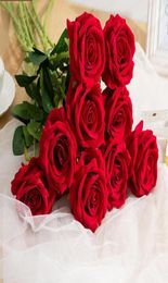 Red Rose Silk Artificial roses White Flowers Bud Fake Flowers for Home Valentine039s Day gift Wedding Decoration indoor Decorat9981841