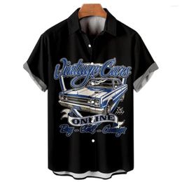 Ropahombre Shirt Fashion Mens Casual Shirts Summer Vintage Top 3D Printed Car Loose Hawaiian Mens Shirt Beach Aloha Fashion Clothing Ropahombre 974