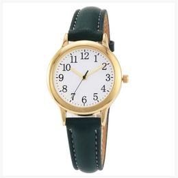 Clear Numbers Fine Leather Strap Quartz Womens Watches Simple Elegant Students Watch 31MM Round Dial Wristwatches265v