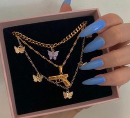 Bohemian Multilayer Necklaces For Women Men Gold Butterfly Portrait Coin Crystal Chokers Necklace Trendy New Jewelry Gifts9181341