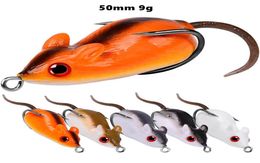 50mm 9g Mouse Hook Soft Baits Lures Double Hooks 5 Colour Mixed Silicone Fishing Gear 5 Pieces lot WSB346940787