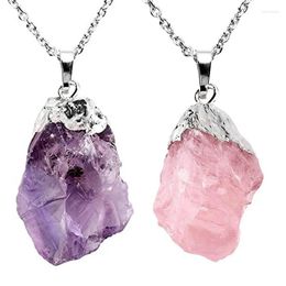 Chains Natural Stone Rose Quartz Crystal Necklace & Pendant For Women Healing Stones Pendants Shape Beads Amethysts Necklaces Men