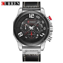 CURREN New Chronograph Wristwatch Sport Male Clock Leather Strap Quartz Men Watches Relogio Masculino Reloj Hombre Montre Hommes323i