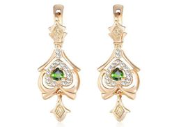 Dangle Chandelier Dangling Earrings For Women Teardrop Olivine Green CZ 585 Rose Gold Women039s Drop Earring Valentines Gifts4530105