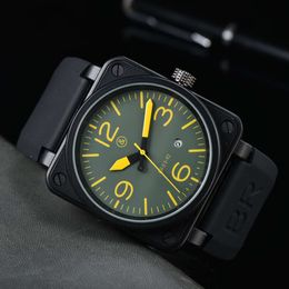 Fashion luxury designer BR Beller New mens Wristwatches Sport Rubber Strap Men Automatic Platform Hot Selling Fully Mechanical Men's Watch Waterproof Calendar