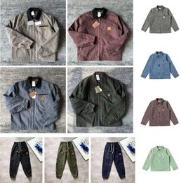 Designer Mens Jacket vintage washed canvas jackets carhart Pullover coat Lapel Neck woolen clothes carharttlys outwear padded coats man long pants trousers 150ess