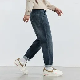 Men's Jeans Winter And Autumn Vintage Stretch Cotton Small Straight Business Korean Denim Pants Male Brand Plus Size G87