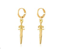 Dangle Chandelier Hip Hop Dagger Drop Earrings For Men Women Metal Small Sword Punk Rock Fashion Jewelry4354164