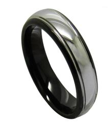 Vintage 6mm Width Black Rings for Men Tungsten Wedding Band Dome Band High Polished Silver Color Outside 61318199172