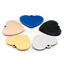 Dog Training Obedience Wholesale 100Pcs Heart id tag Personalised Funny cat Tags Engraved For Collar Accessories Puppy Stainless Steel dog plate 231212