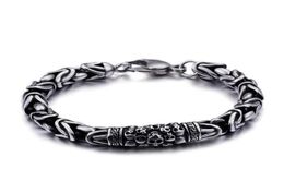 Link Chain Fashion Vintage Style Viking Bracelet Wrist Silver Colour Charm Skull For Men Jewelry9505673