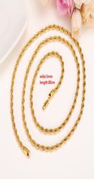 18k Yellow Solid Gold GF Men039s Women039s Necklace 31quot Rope Chain Filled Charming Jewellery Hiphop Rock Fashion lengthen8695797