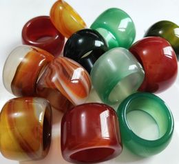 10pcs Whole Mix Huge Jade Thumb Ring Mens Womens Wide Agate Exquisite Finger Ring Retro Luxury Jewelry8185166