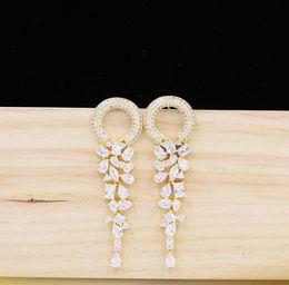 Dangle Chandelier Dubai 18 Karat Gold Pendant Earrings Rose Tassel Jewellery Earrings For A Wedding Party Elegant And Beautiful L6087017