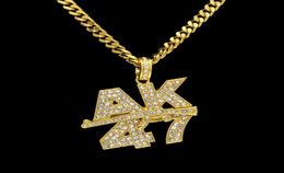 AK47 Gun Pendant Necklace For Mens Fashion Hip Hop Jewelry Gold Cuban Link Chain Necklaces5732022