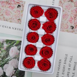 10PCS BOX 4cm Preserved Flowers Rose Flower Immortal Rose Valentine's Day Gift Eternal Life Flower Gift Whole Level B249E