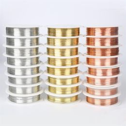 0 2 0 3 0 4 0 5 0 6 0 8mm 10Roll Alloy Cord Silver Gold Color Craft Beads Rope Copper Wires Beading Wire For DIY Jewelry279F