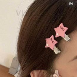 Hair Clips & Barrettes Designer Brand Letter Mu Star Simple Pentagram Metal Clip with Drill Ins Cool Alloy Haipin Girl Heart Small Duckbill Clamp HSXD