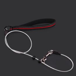 Dog Training Obedience 120cm Steel Wire Rope Leash P Chain Slip Reflective Antibite Strong Big Collar Lead For 231212