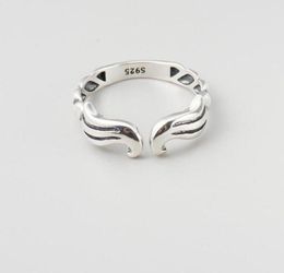 925 sterling silver jewelry wings shape retro silver plain silver open ring jewelry3106815