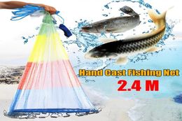 24M Durable Sinker Bait Outdoor Fishing Hand Casting Net Hand Cast Fish Catching Nylon Mesh2043395