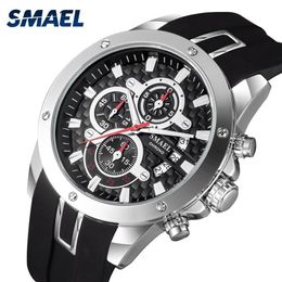 Quality Brand Silicone Quartz Watches Men Night Light Display SMAEL Watch Sports Waterproof Alloy Wristwatches169K