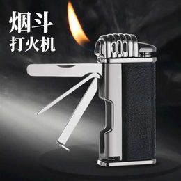 Honest Boutique Multi-functional Special Pipe Turbine Windproof Metal Lighter Open Flame Old-fashioned Retro Men's Gift